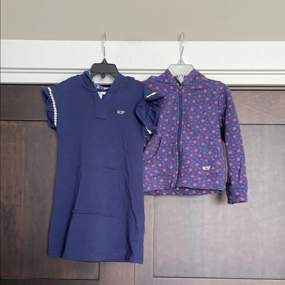 Vineyard Vines Girls Hooded Terry Ruffle Dress and Star Hoodie Size 4T